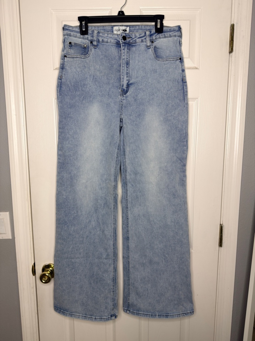 Light Blue High-Rise Wide-Leg Booty Hugging Jeans size 13 very stretchy!